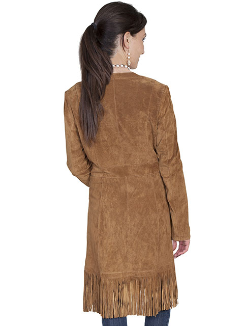 (image for) Ladies Suede Fringe Maxi Long Coat